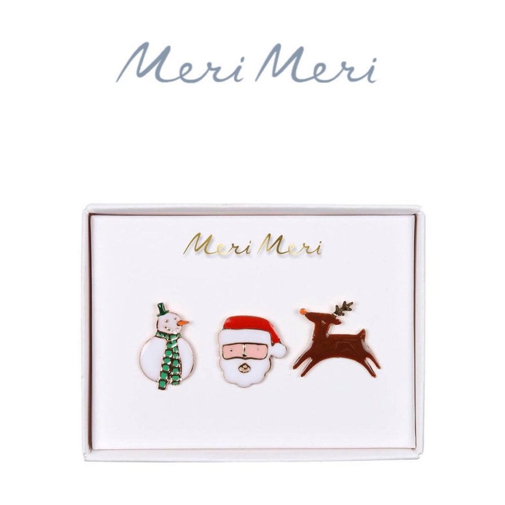 Meri Meri 3 Christmas Character Enamel Pin Brooches